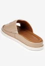Sandale stil papuci dama din piele bej cu model floare