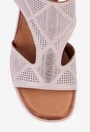 Sandale taupe din piele cu toc gros