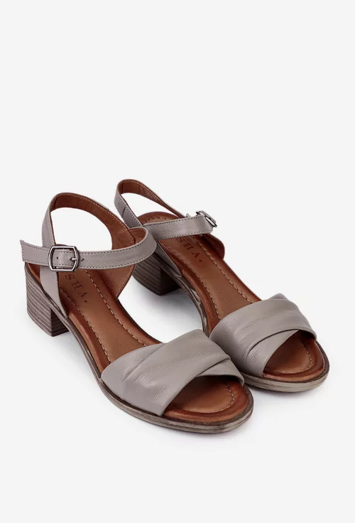 Sandale taupe din piele naturala