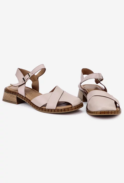 Sandale taupe din piele naturala