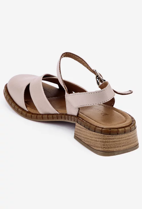 Sandale taupe din piele naturala