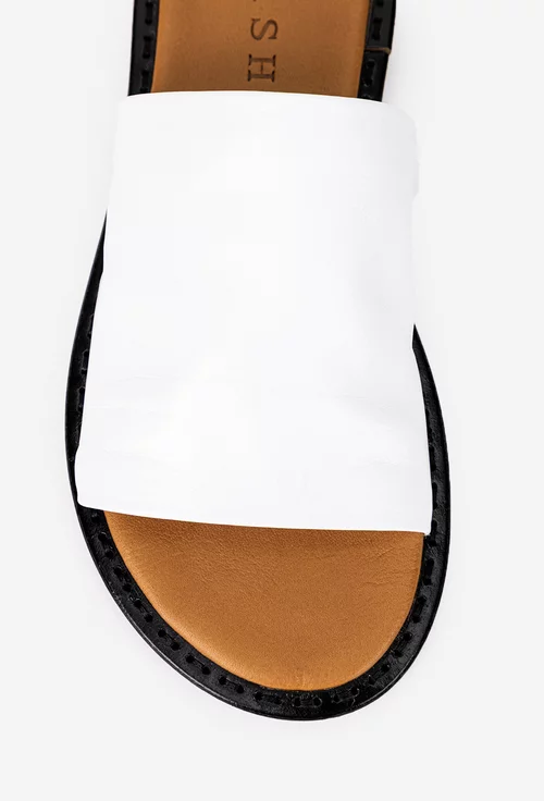 Sandale tip papuc dama albe din piele naturala