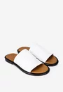 Sandale tip papuc dama albe din piele naturala