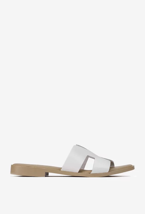 Sandale tip papuc dama din piele alba