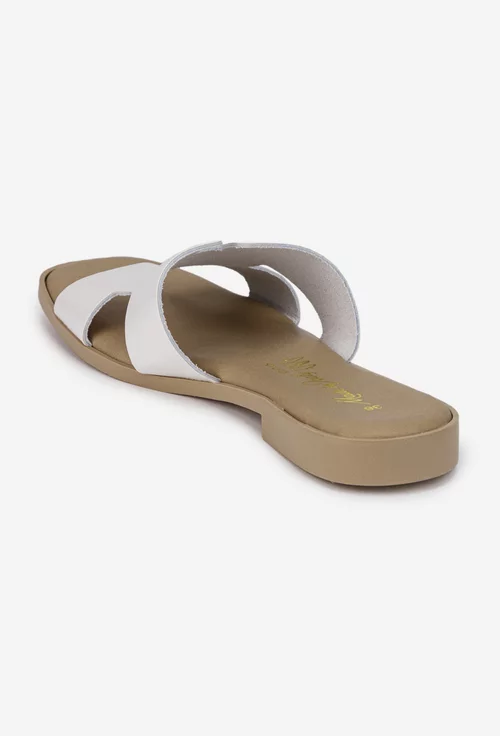 Sandale tip papuc dama din piele alba