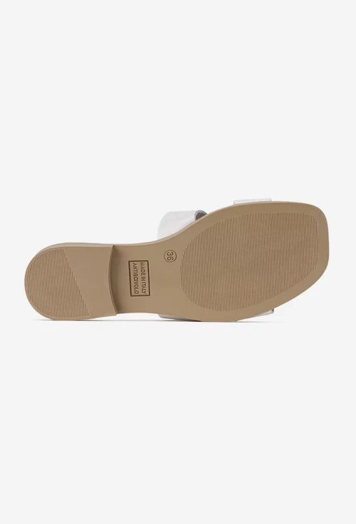 Sandale tip papuc dama din piele alba