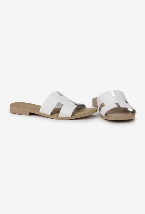 Sandale tip papuc dama din piele alba