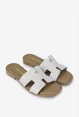 Sandale tip papuc dama din piele alba