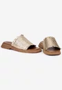 Sandale tip papuc dama din piele aurie