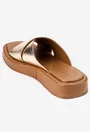 Sandale tip papuc dama din piele aurie