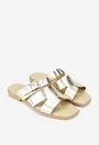 Sandale tip papuc dama din piele aurie