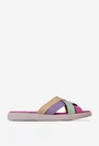 Sandale tip papuc dama din piele multicolora