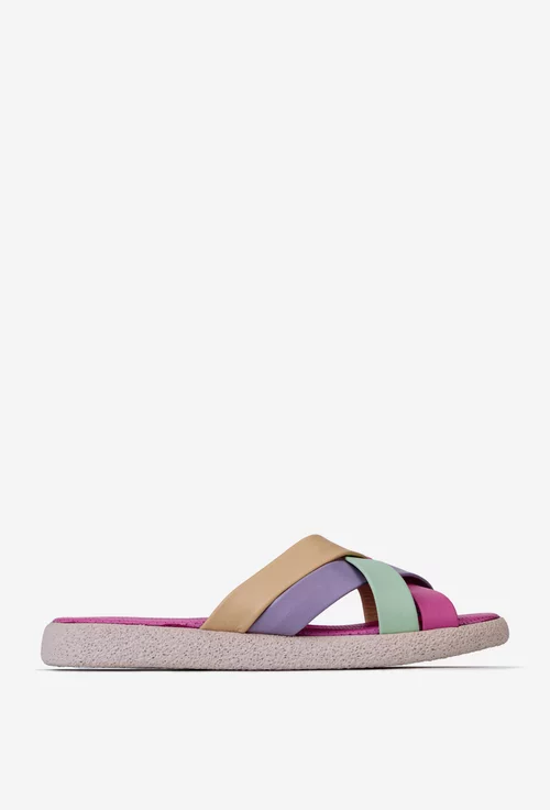 Sandale tip papuc dama din piele multicolora