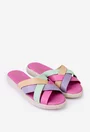 Sandale tip papuc dama din piele multicolora