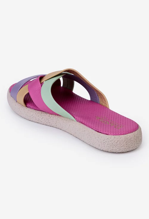Sandale tip papuc dama din piele multicolora