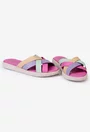 Sandale tip papuc dama din piele multicolora