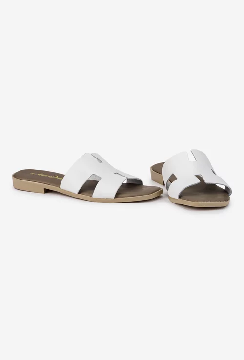 Sandale tip papuc dama din piele naturala alba