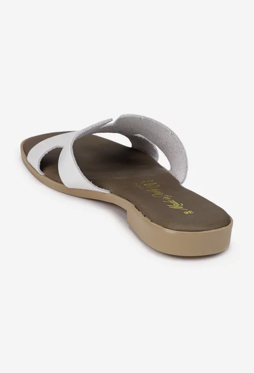 Sandale tip papuc dama din piele naturala alba