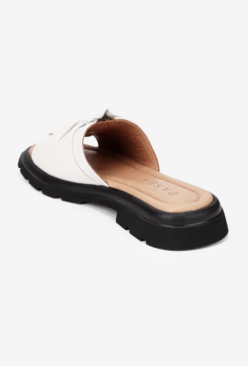 Sandale tip papuc dama din piele naturala bej