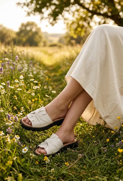 Sandale tip papuc dama din piele naturala bej