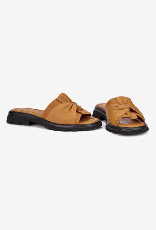 Sandale tip papuc dama din piele naturala maro