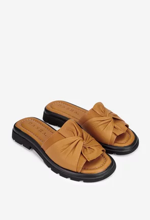 Sandale tip papuc dama din piele naturala maro