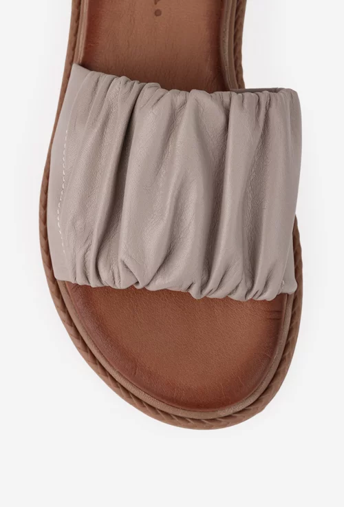 Sandale tip papuc dama din piele naturala taupe