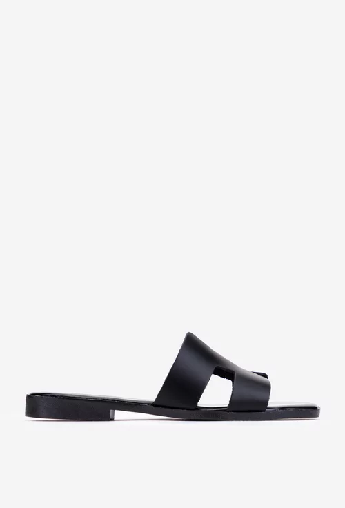 Sandale tip papuc dama din piele neagra