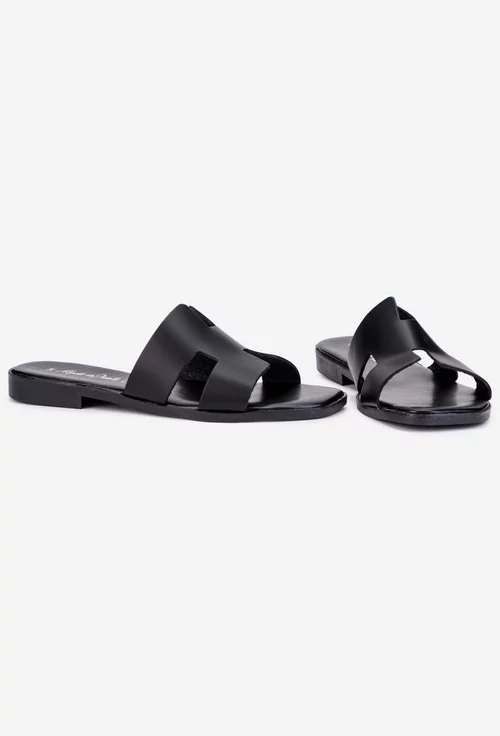 Sandale tip papuc dama din piele neagra