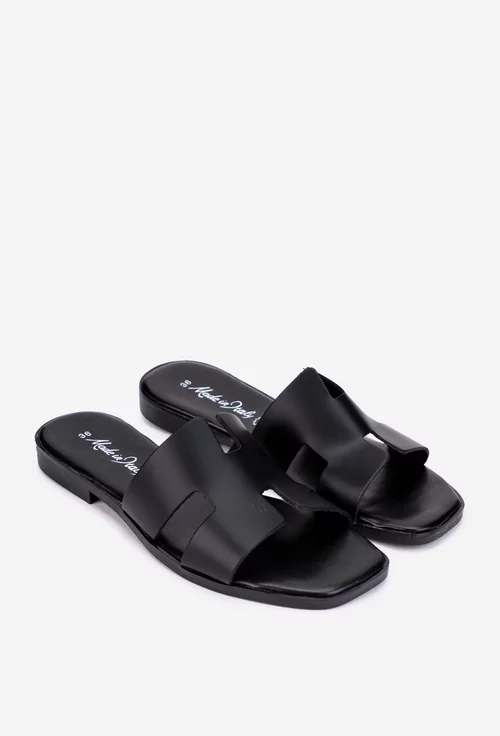 Sandale tip papuc dama din piele neagra
