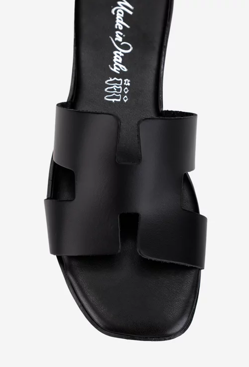 Sandale tip papuc dama din piele neagra