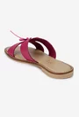 Sandale tip papuc dama din piele roz cu funda subtire