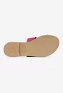 Sandale tip papuc dama din piele roz cu funda subtire