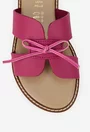 Sandale tip papuc dama din piele roz cu funda subtire