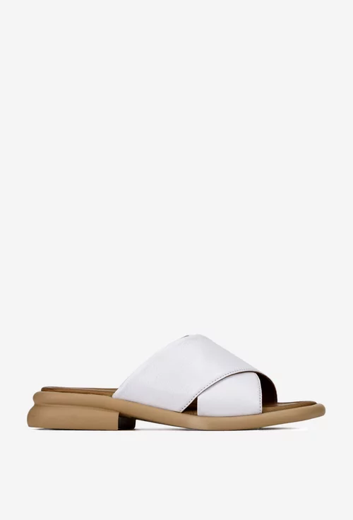 Sandale tip papuc dama NUR din piele naturala alba