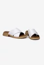 Sandale tip papuc dama NUR din piele naturala alba