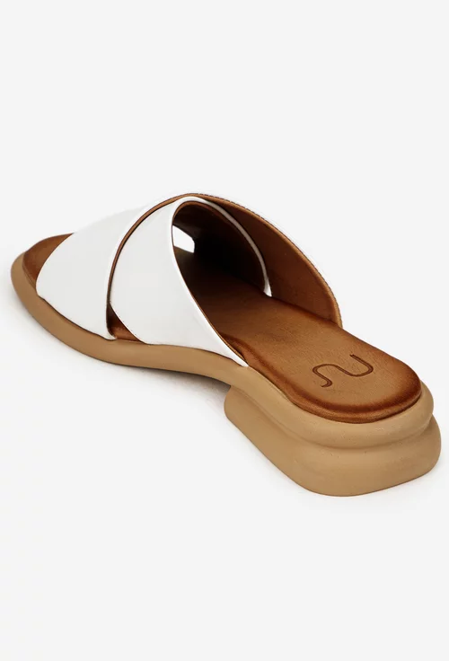 Sandale tip papuc dama NUR din piele naturala alba picture - 4