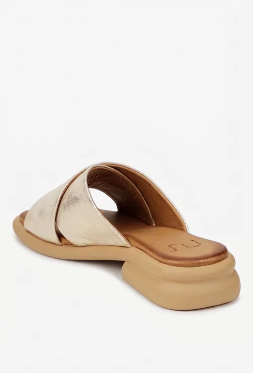 Sandale tip papuc dama NUR din piele naturala aurie picture - 4