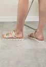 Sandale tip papuc Darkwood bej si auriu din piele naturala Graciela