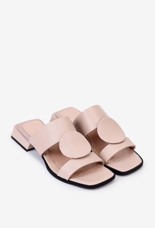 Sandale tip papuc din piele bej