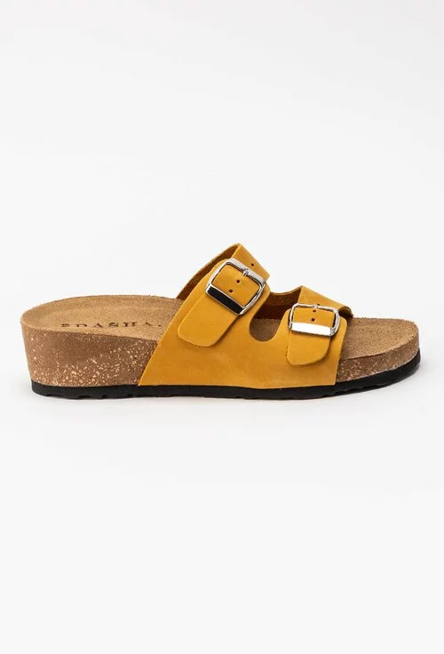 Sandale tip papuc din piele naturală nuanta galben Noah
