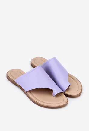 Sandale tip papuc din piele naturala mov