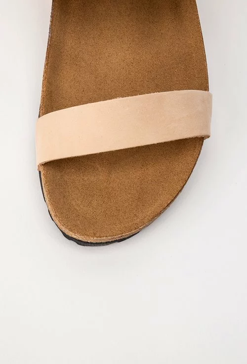 Sandale tip papuc din piele naturala nuanta crem Lami