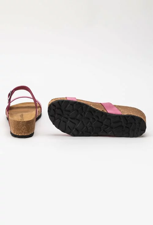 Sandale tip papuc din piele naturala nuanta roz Lami