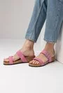 Sandale tip papuc din piele naturala nuanta roz Lami