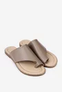 Sandale tip papuc din piele naturala taupe