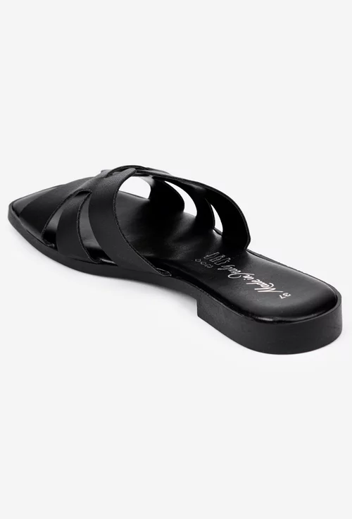 Sandale tip papuc din piele neagra