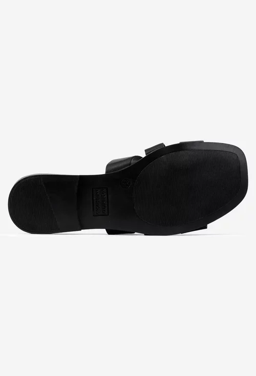 Sandale tip papuc din piele neagra