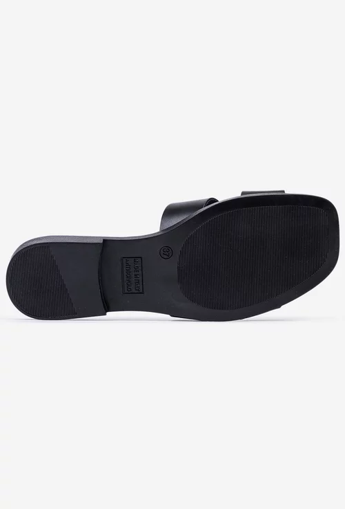Sandale tip papuc din piele neagra