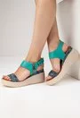 Sandale turcoaz din piele naturala cu imprimeu abstract Sely